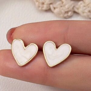 Heart Stud Earrings - Gold plated - Dyed enamel finish- choose your colour! NWT